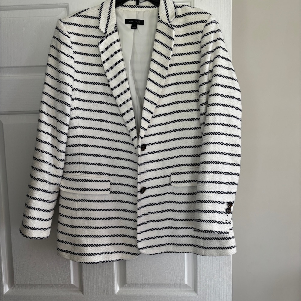 Women's Striped Blazer - White and Navy